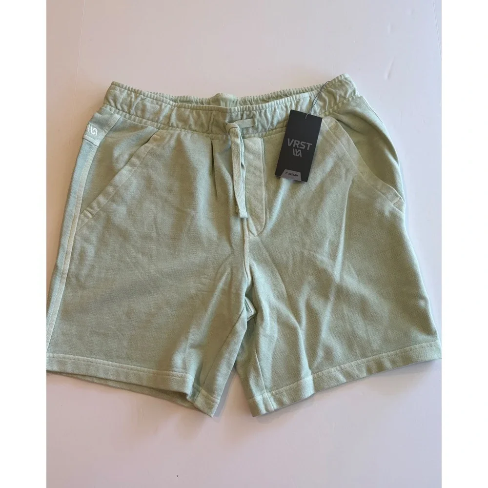 VRST Washed Twill Terry Simple Shorts Muted Mint Green 7